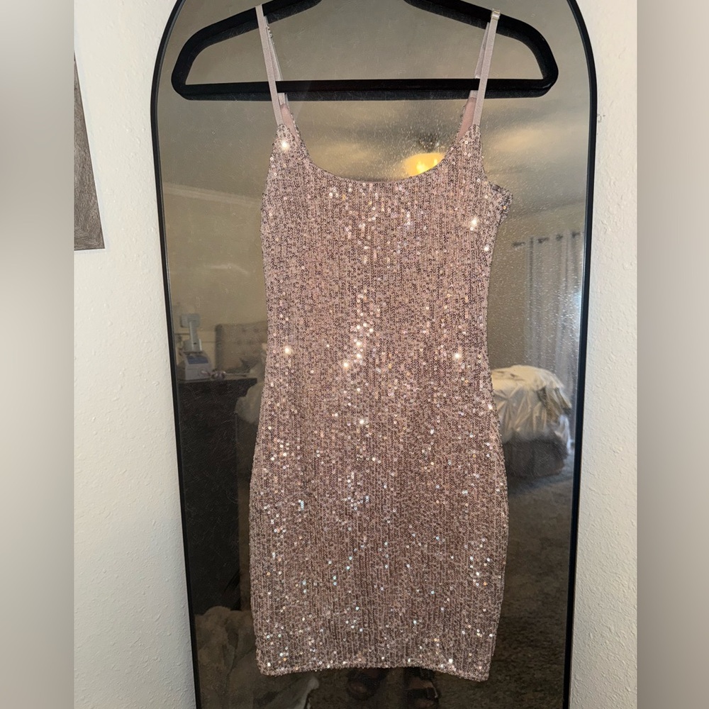 Sequin Embellished Rose Gold Dress size Small